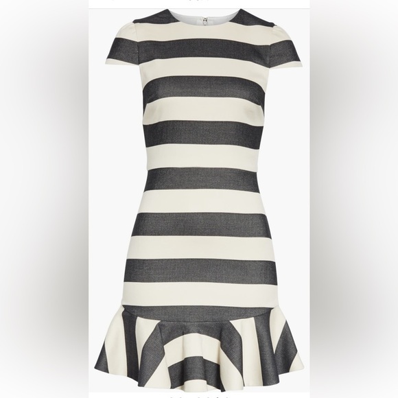 Alice + Olivia Fantine Ruffled Stripe Cap Sleeve Flare Mini Dress - Picture 5 of 14